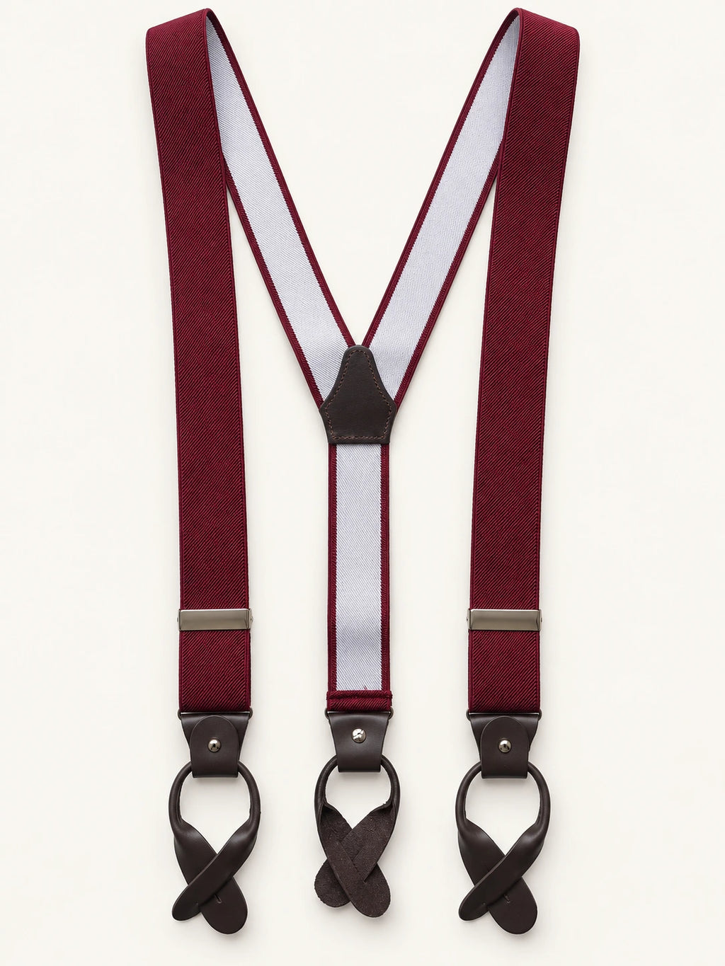Burgundy Herringbone Silk Braces