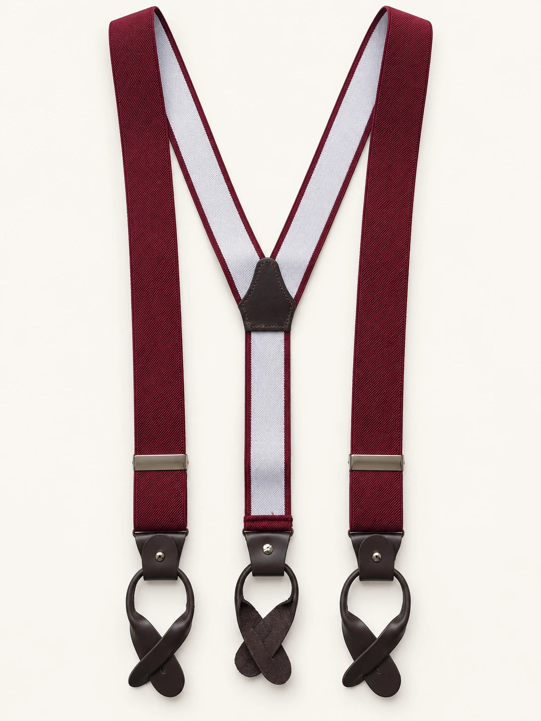 Burgundy Herringbone Silk Braces