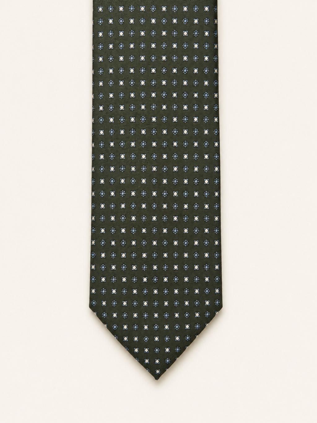 Forest Green Silk Tie — The Diamond Floret Motif