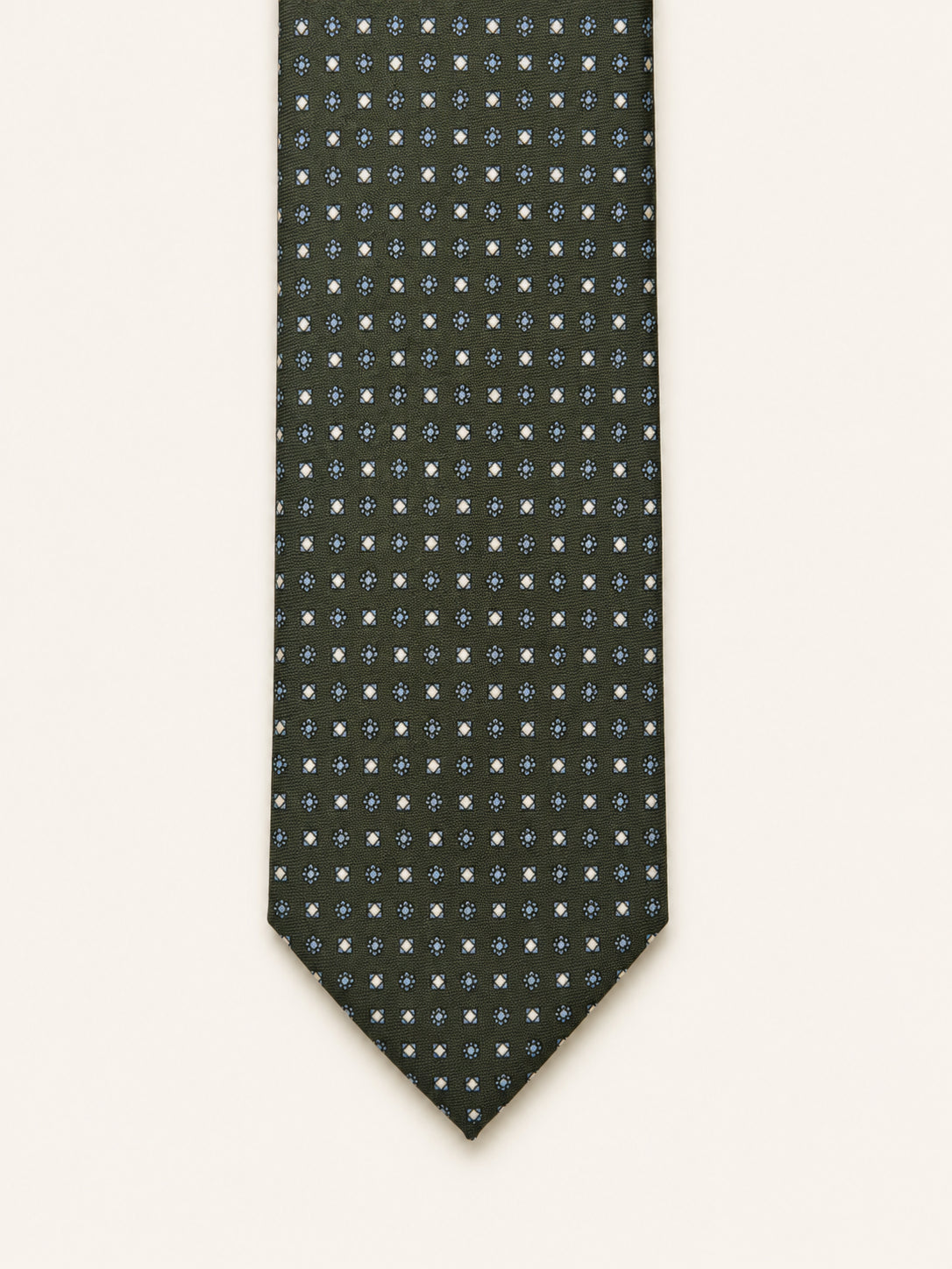 Forest Green Silk Tie — The Diamond Floret Motif
