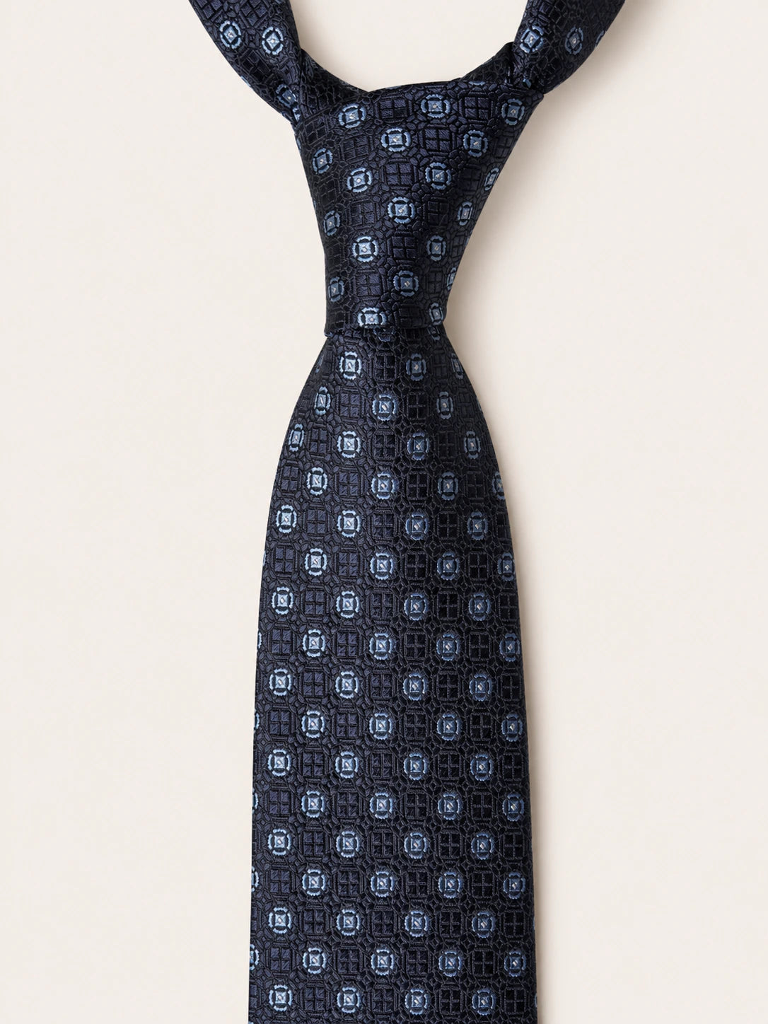 Midnight Geometric Jacquard Silk Tie