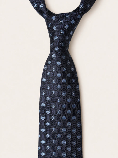 Midnight Geometric Jacquard Silk Tie