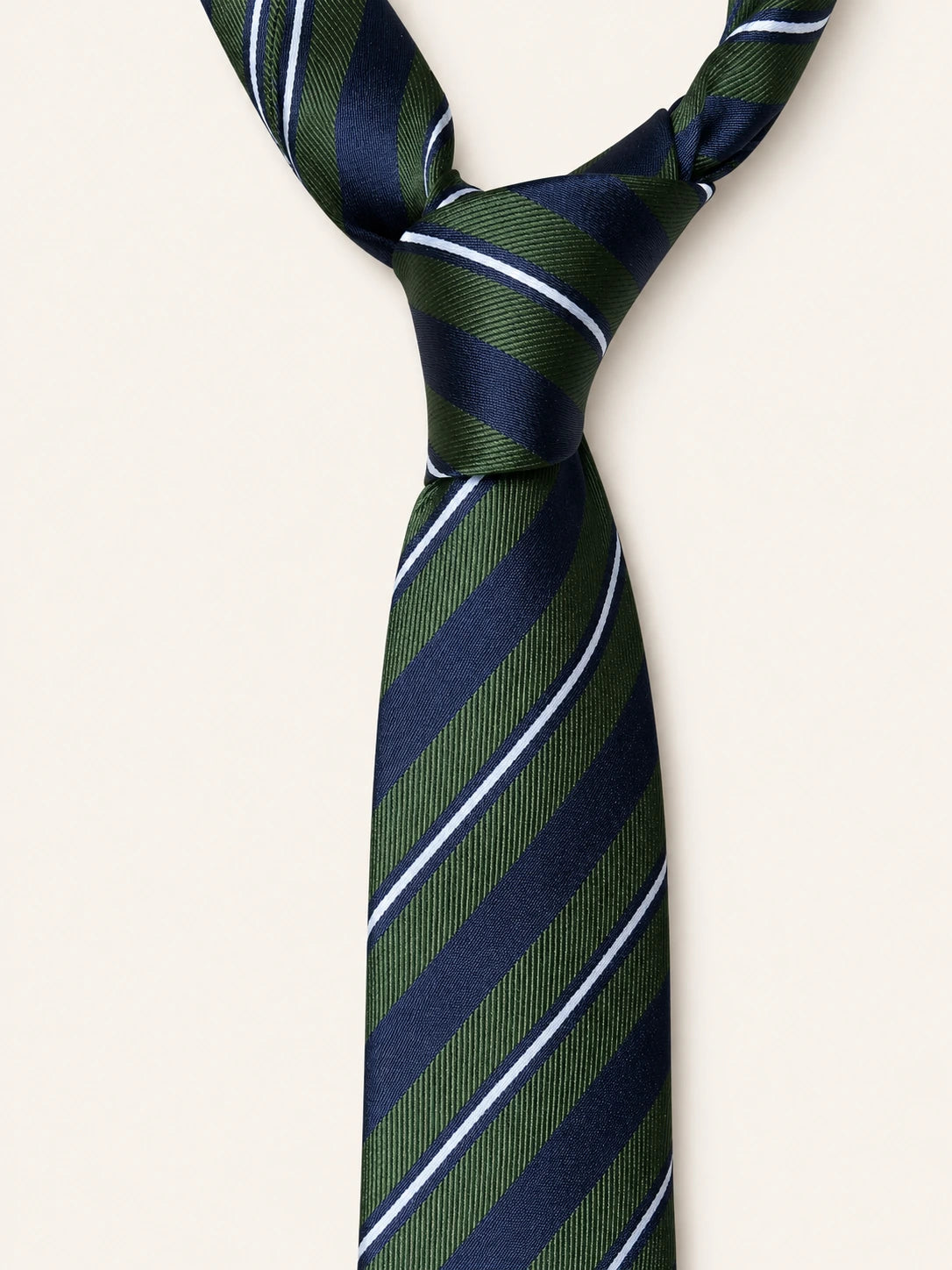 Olive & Navy Regimental Stripe Silk Tie