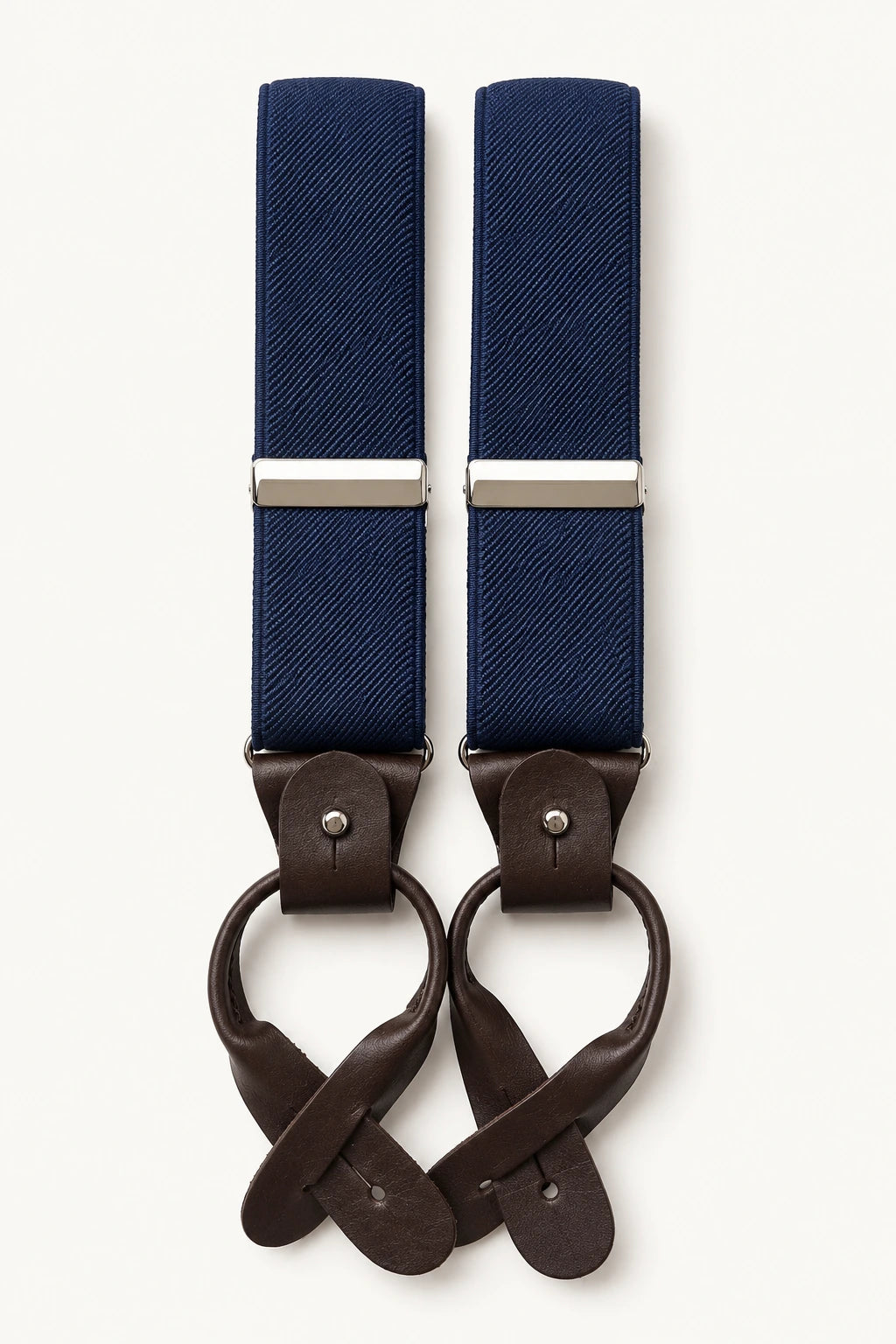 Navy Herringbone Silk Braces