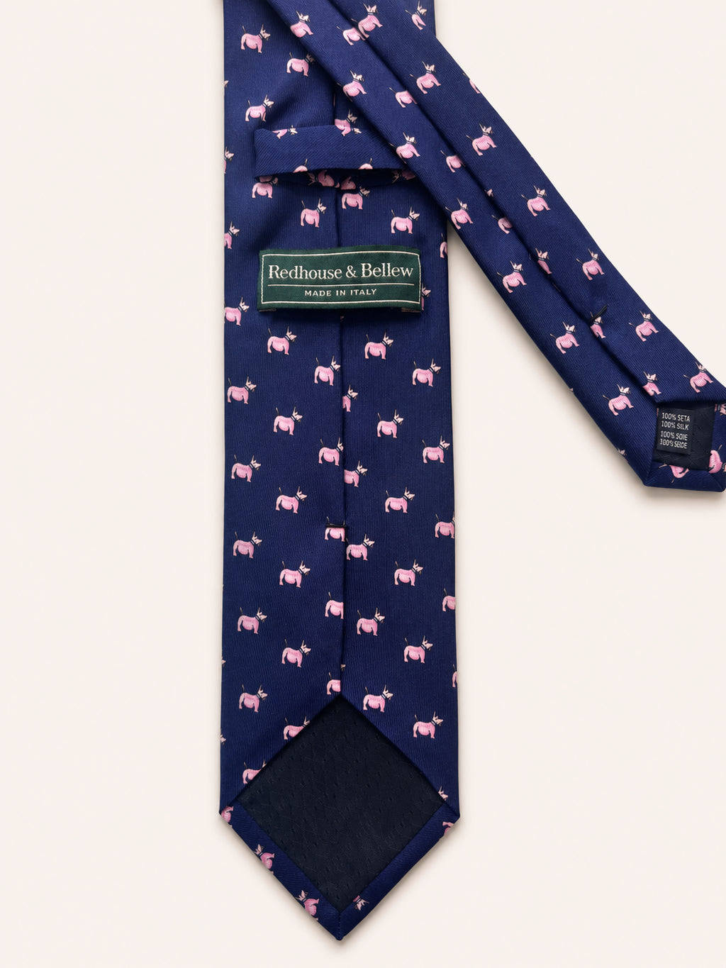 Navy Silk Tie — The Bulldog Motif