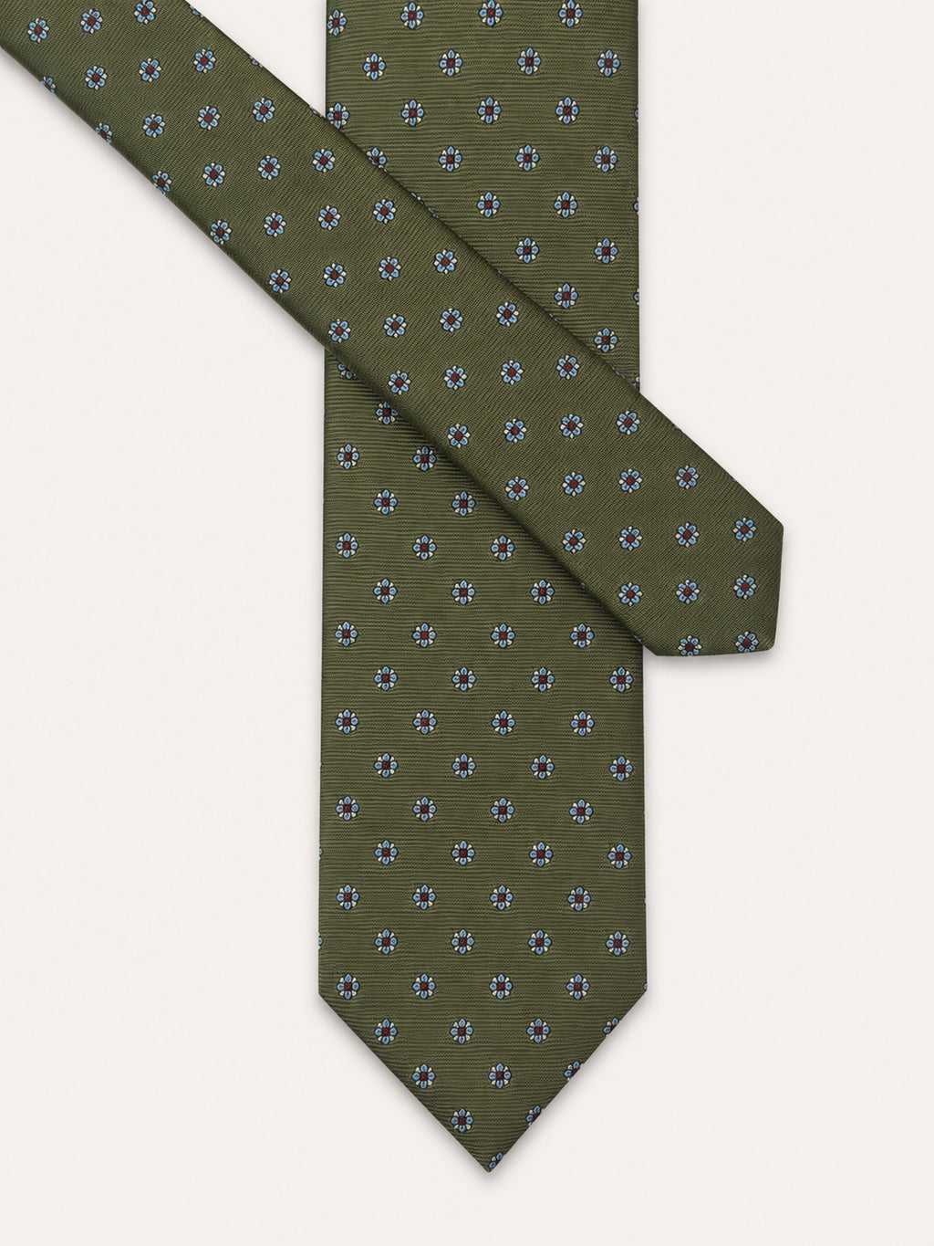 Olive Floral Foulard Silk Tie