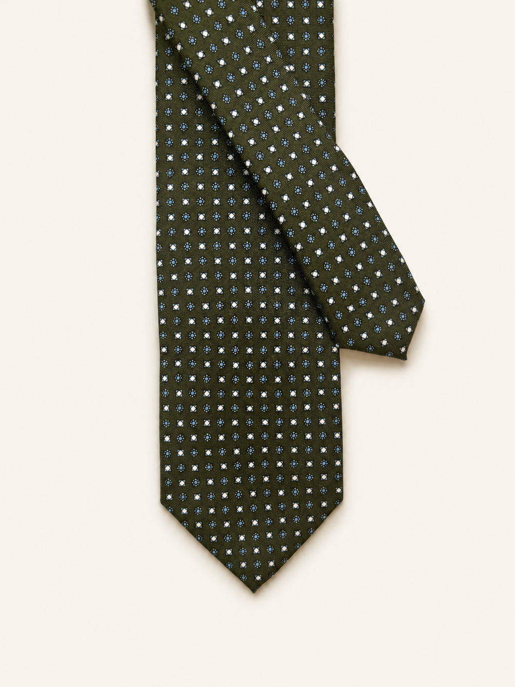 Forest Green Silk Tie — The Diamond Floret Motif
