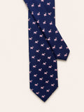 Navy Silk Tie — The Bulldog Motif