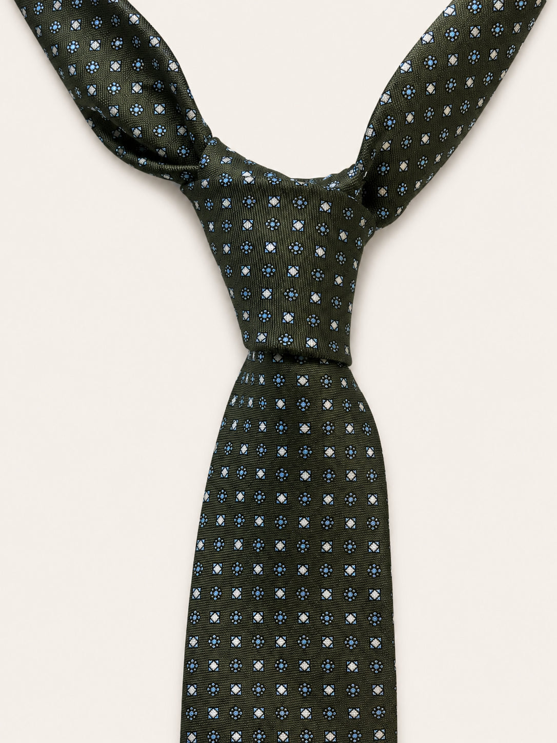 Forest Green Silk Tie — The Diamond Floret Motif