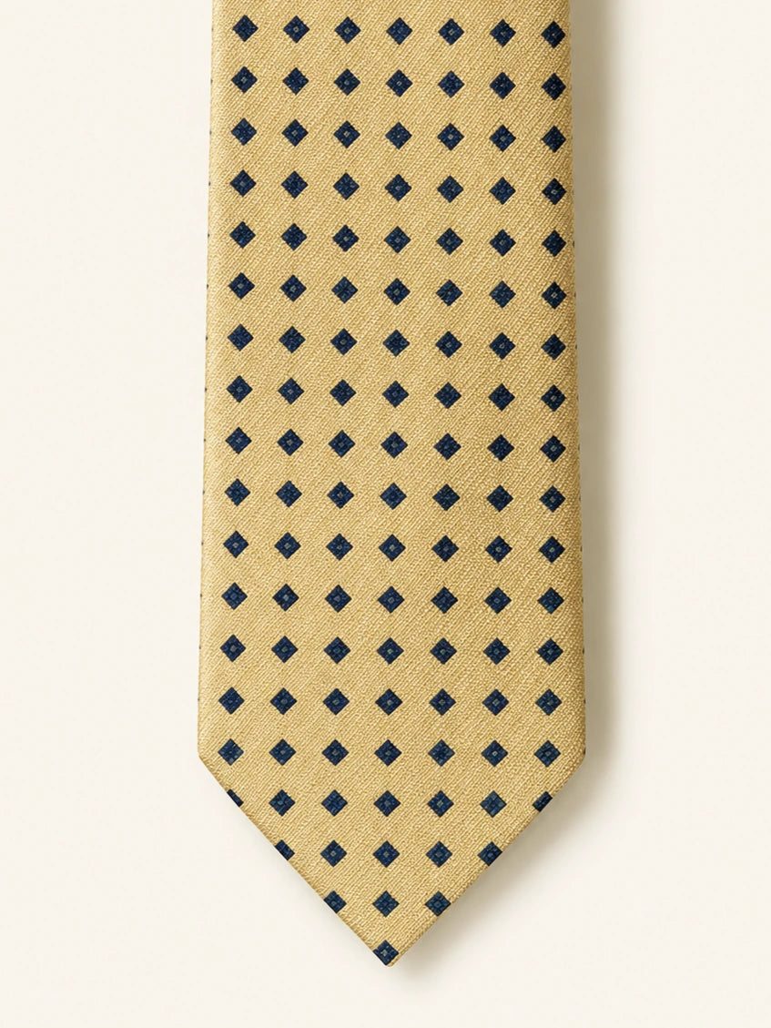 Gold Diamond Foulard Silk Tie