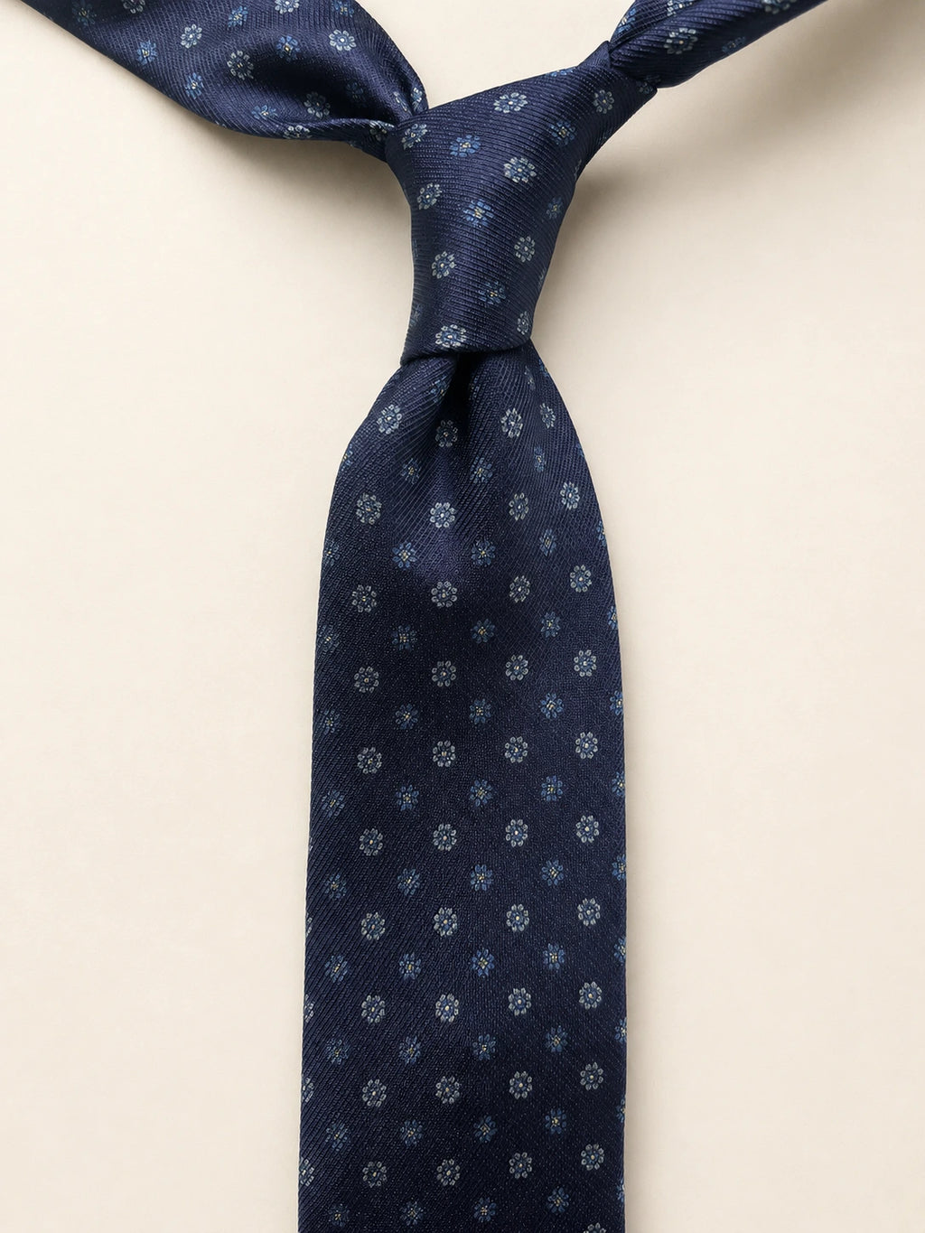 Navy Floral Medallion Silk Tie