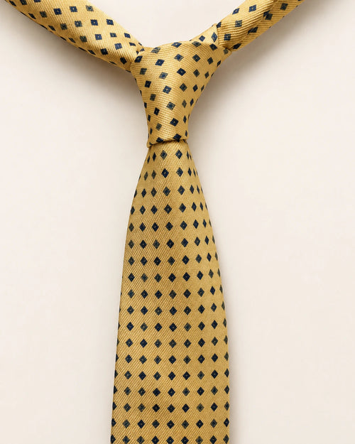 Gold Diamond Foulard Silk Tie