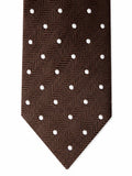 Chocolate Herringbone Polka Dot Silk Tie