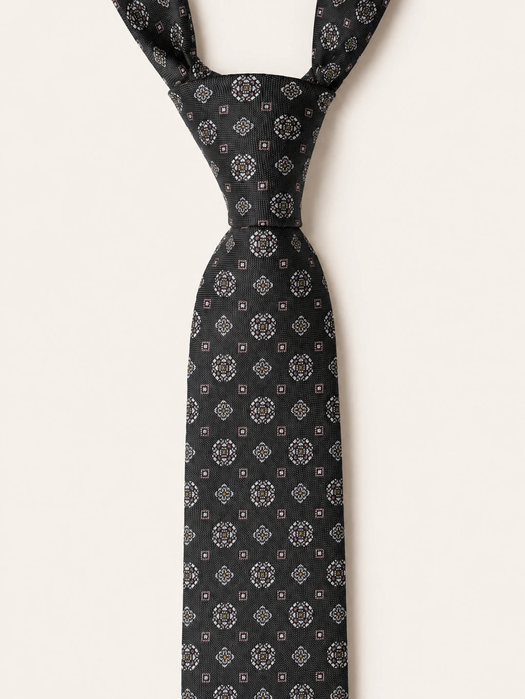 Grey Medallion Silk Tie