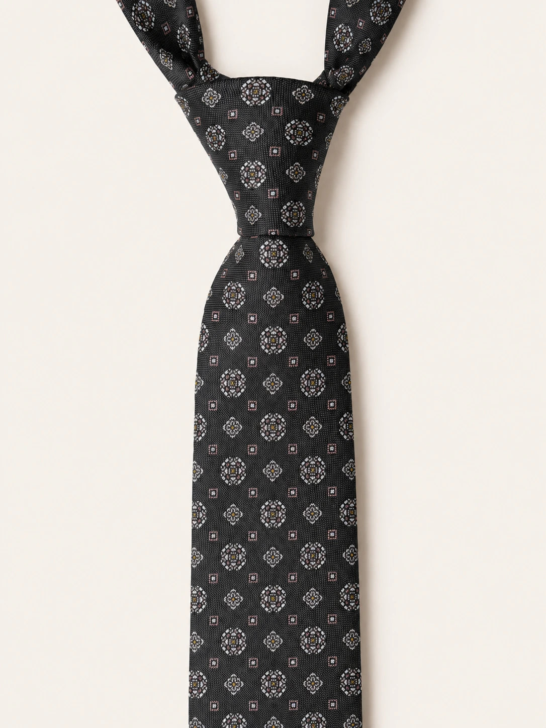 Grey Medallion Silk Tie