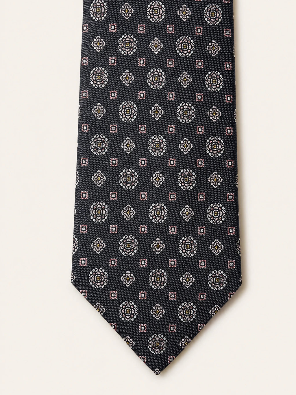 Grey Medallion Silk Tie