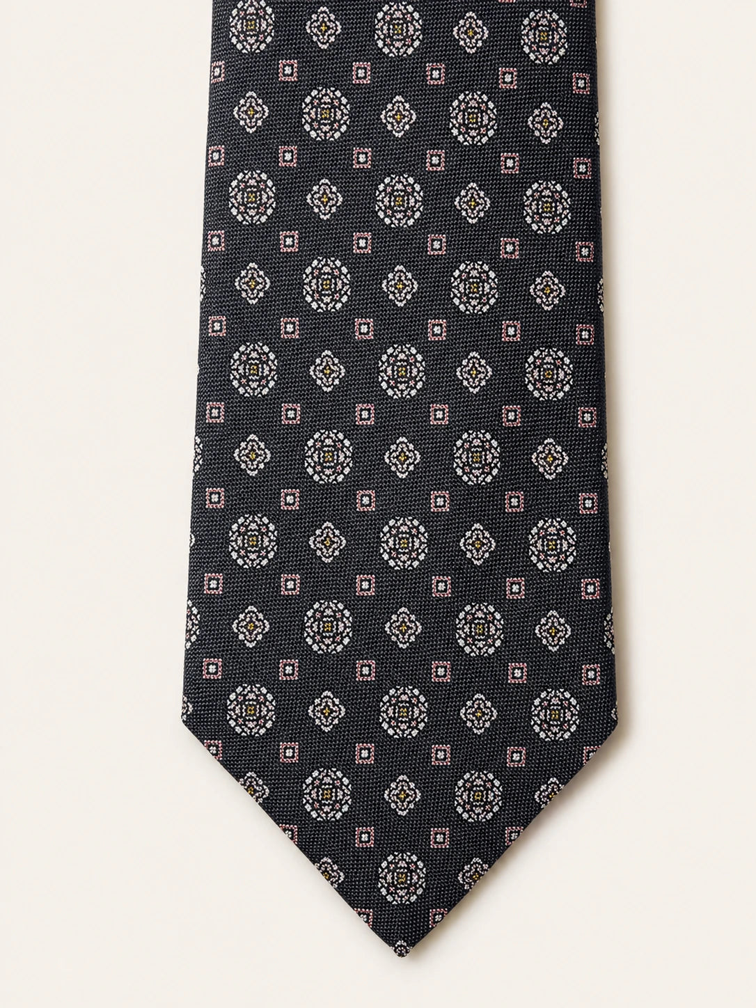 Grey Medallion Silk Tie