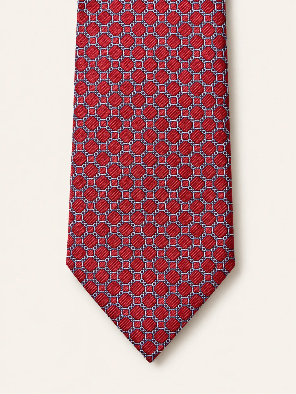 Crimson Octagon Chain Silk Tie