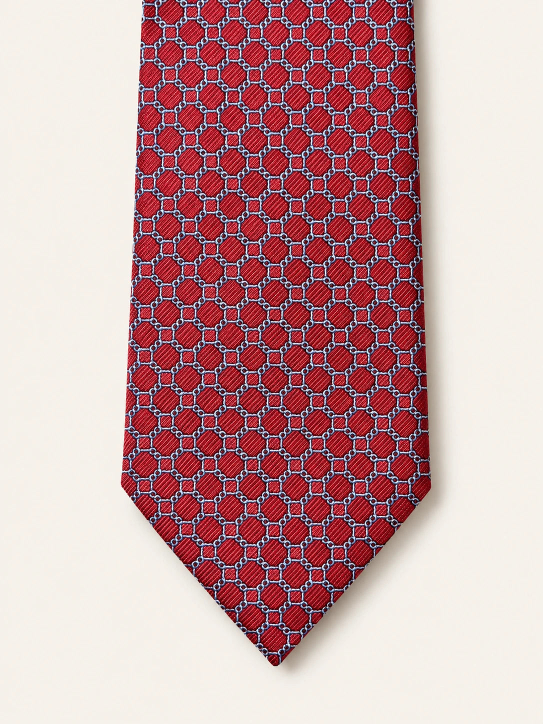 Crimson Octagon Chain Silk Tie