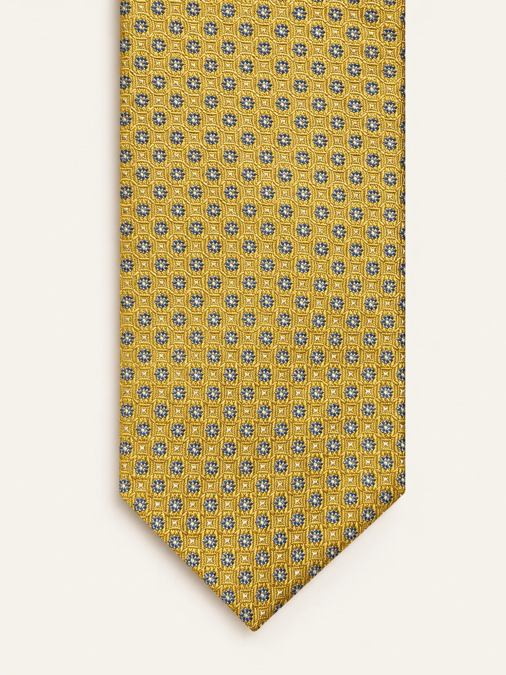 Gold Geometric Lattice Silk Tie