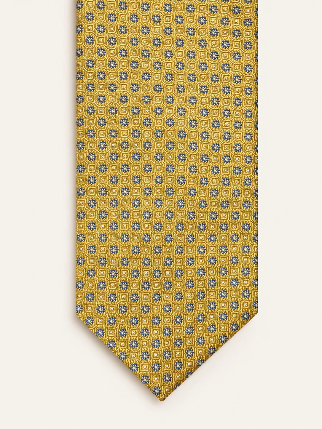 Gold Geometric Lattice Silk Tie
