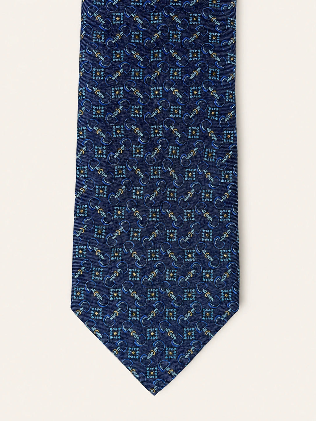 Navy Horsebit & Floral Silk Tie
