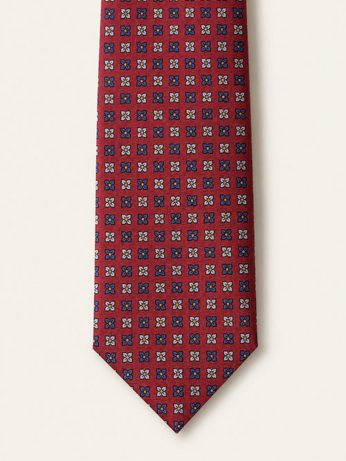 Crimson Floral Foulard Silk Tie