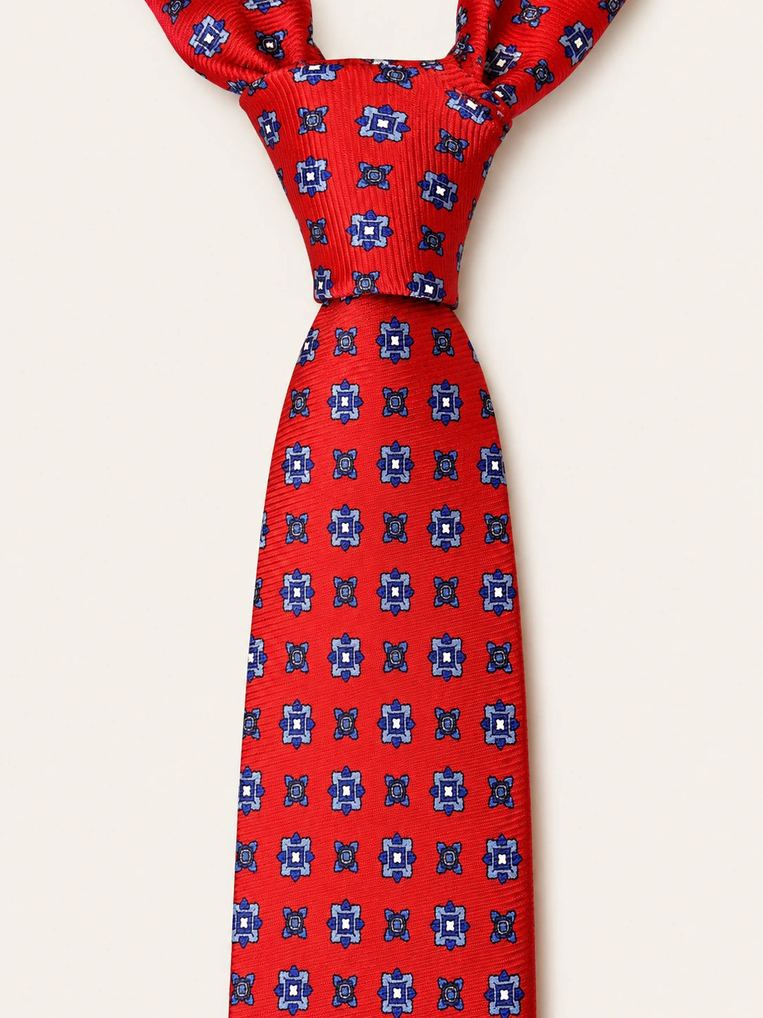 Scarlet Geometric Medallion Silk Tie