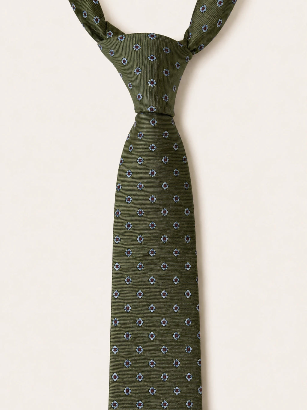 Olive Floral Foulard Silk Tie