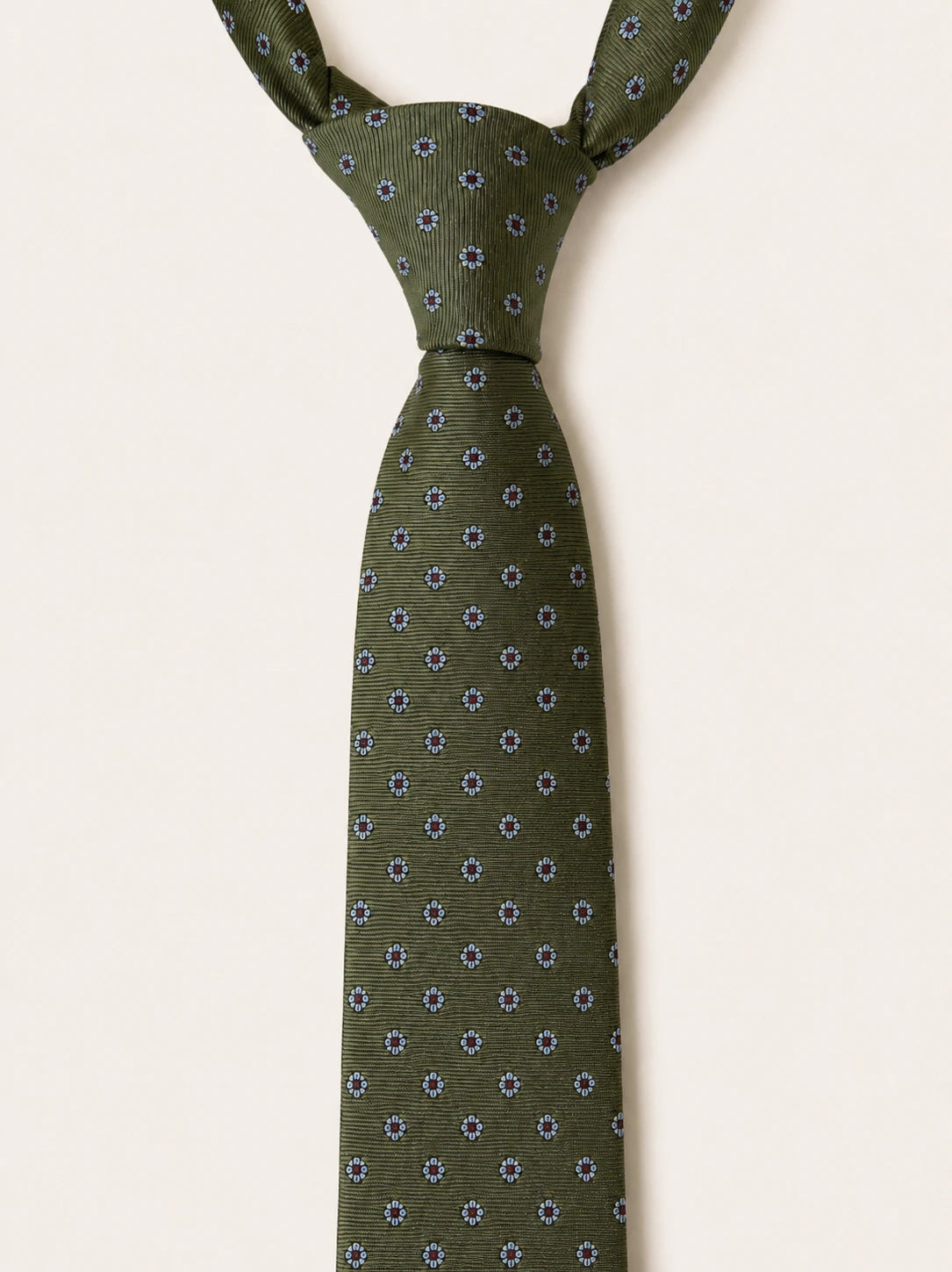 Olive Floral Foulard Silk Tie