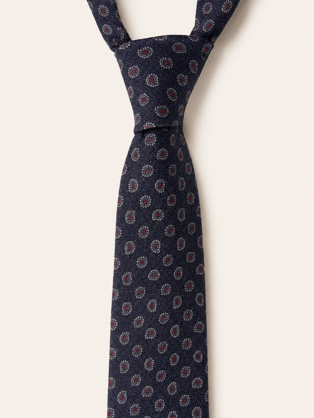 Navy Medallion Cashmere Tie