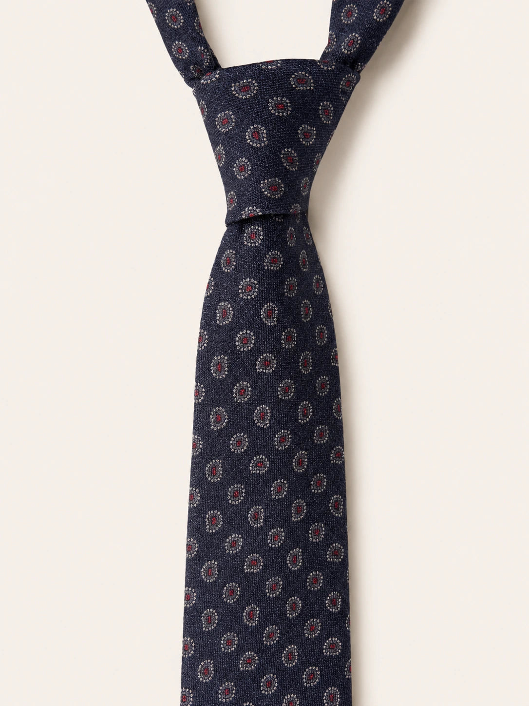 Navy Medallion Cashmere Tie