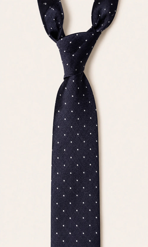 Navy Pin Dot Silk Tie