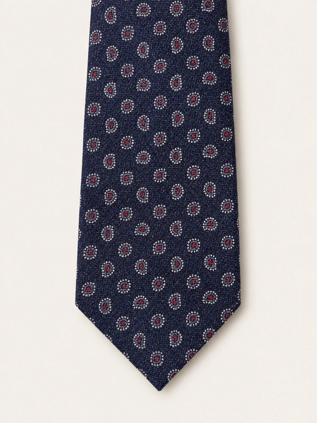 Navy Medallion Cashmere Tie