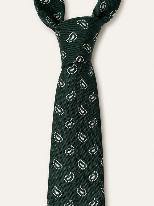Forest Green Dotted Paisley Silk Tie