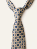 Stone & Navy Herringbone Floral Silk-Wool Tie