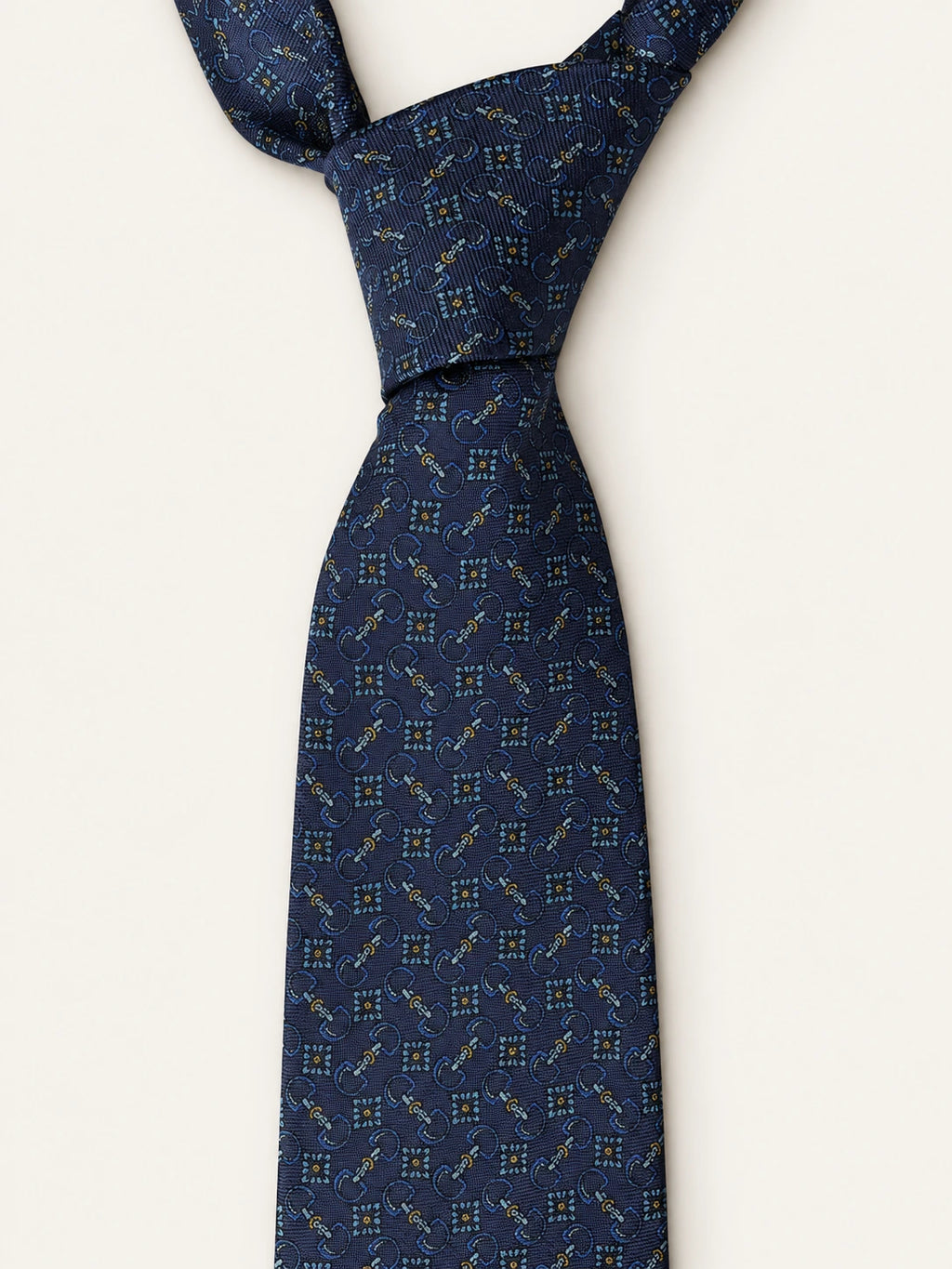 Navy Horsebit & Floral Silk Tie