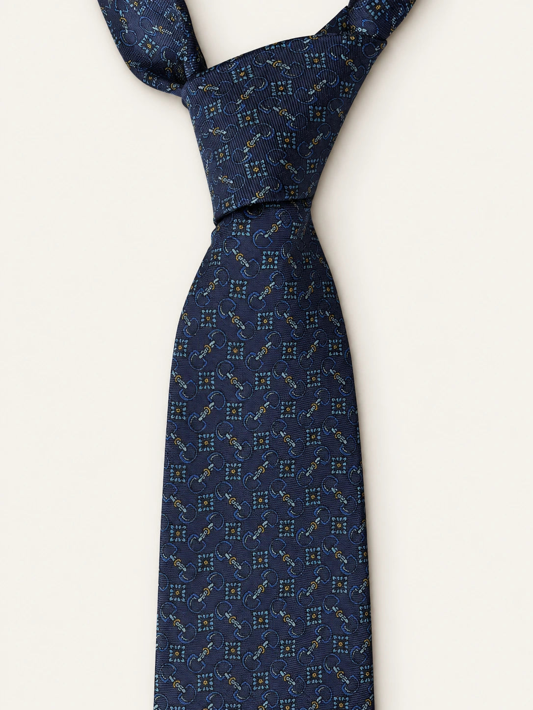Navy Horsebit & Floral Silk Tie