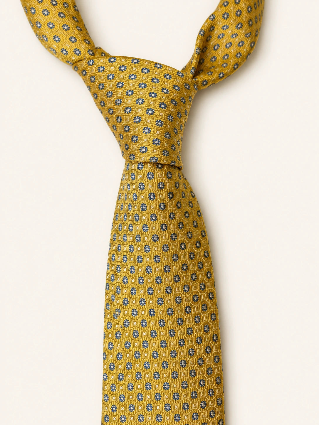 Gold Geometric Lattice Silk Tie