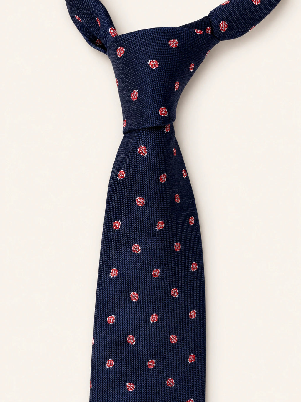 Navy Ladybird Silk Grenadine Tie