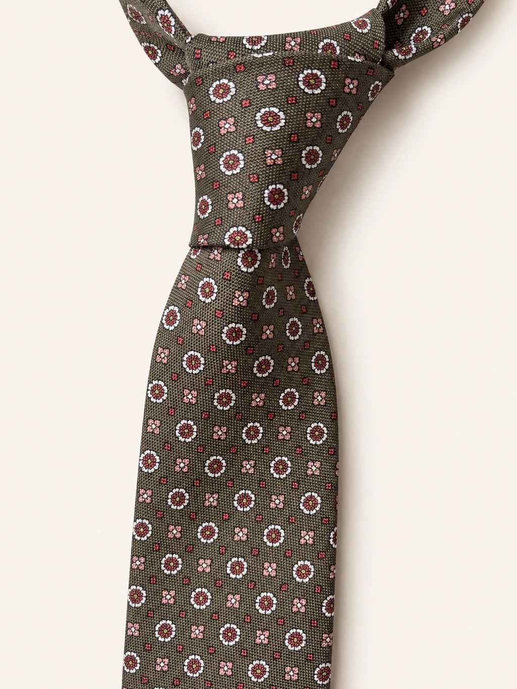 Khaki Floral Medallion Silk Tie