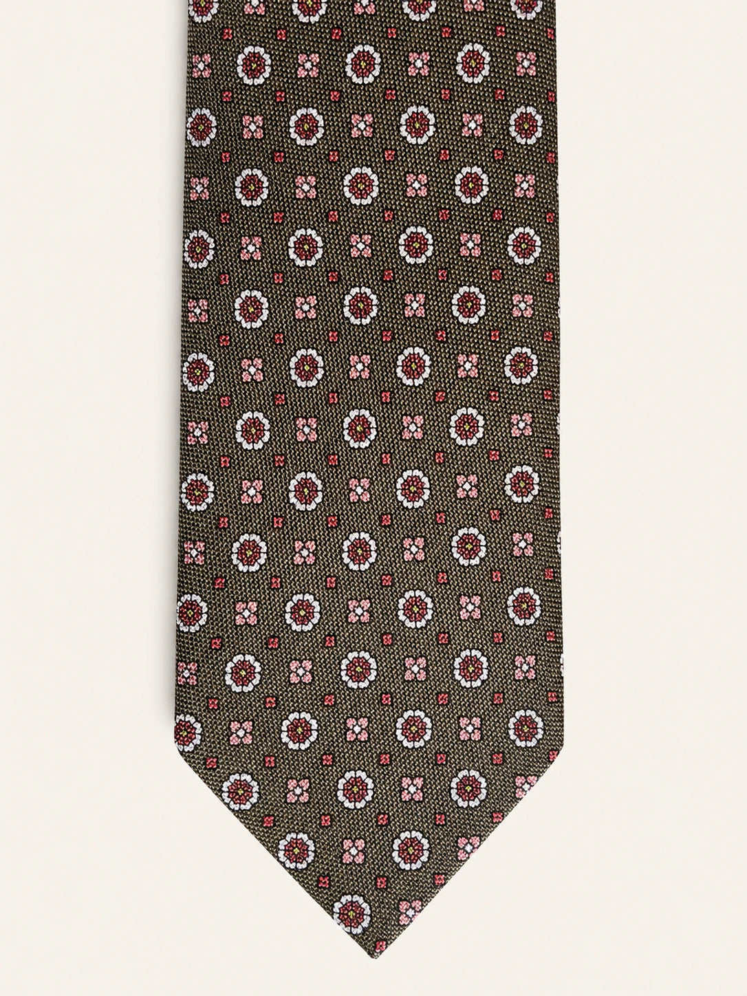 Khaki Floral Medallion Silk Tie