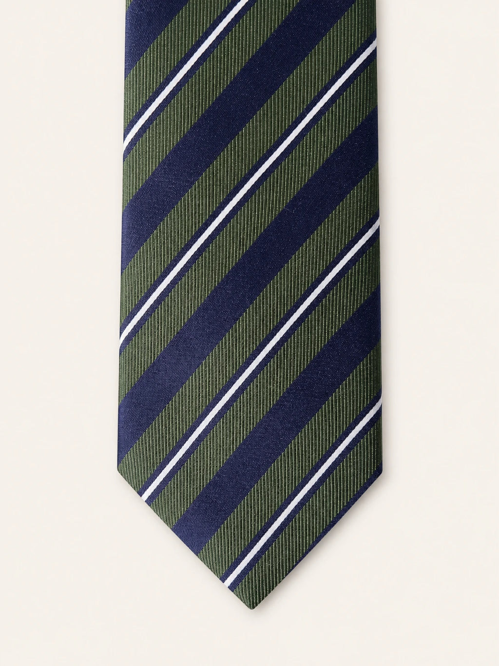 Olive & Navy Regimental Stripe Silk Tie