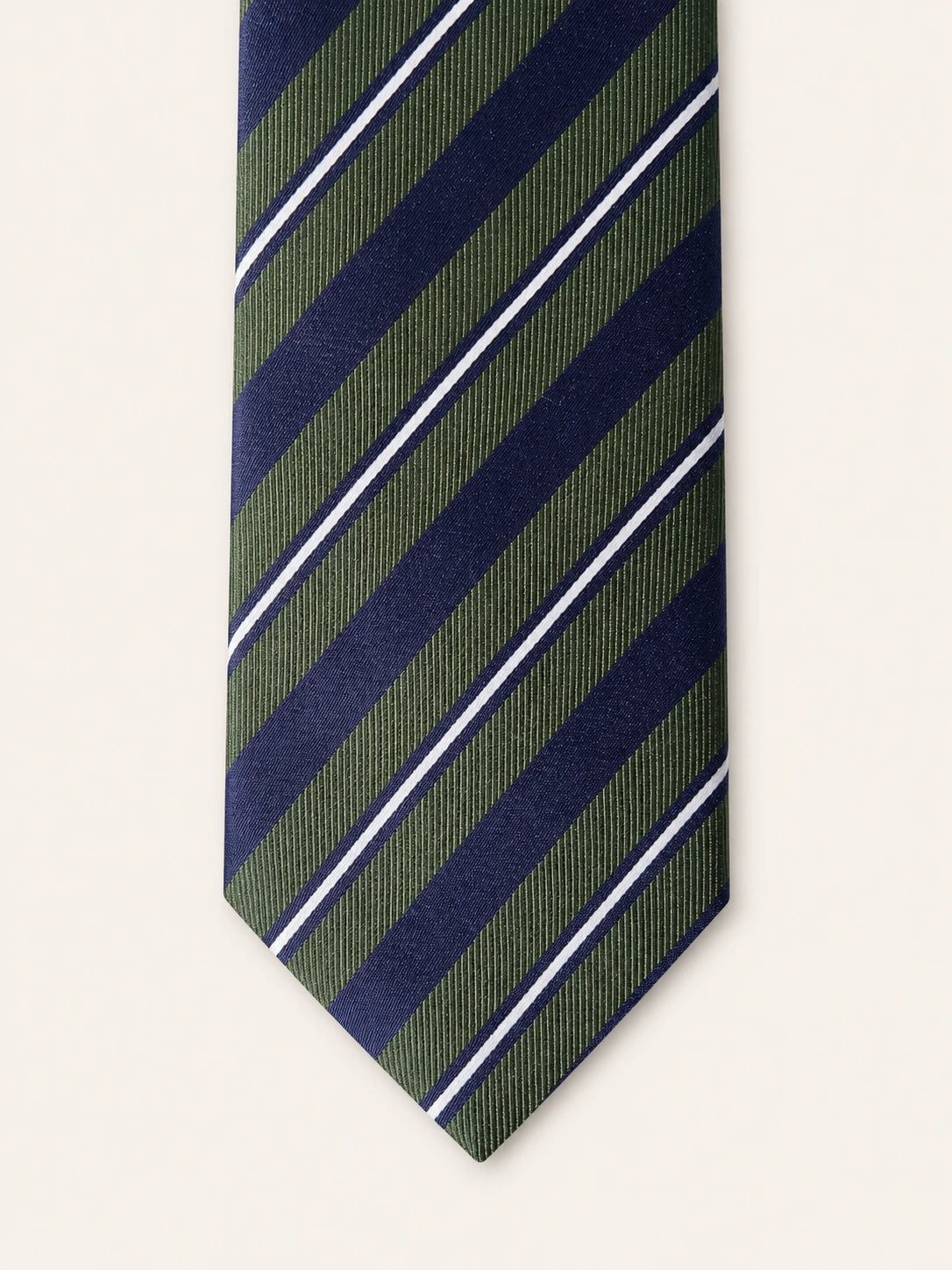 Olive & Navy Regimental Stripe Silk Tie