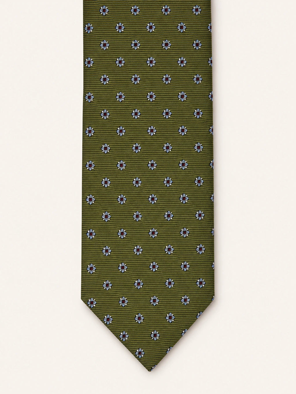Olive Floral Foulard Silk Tie