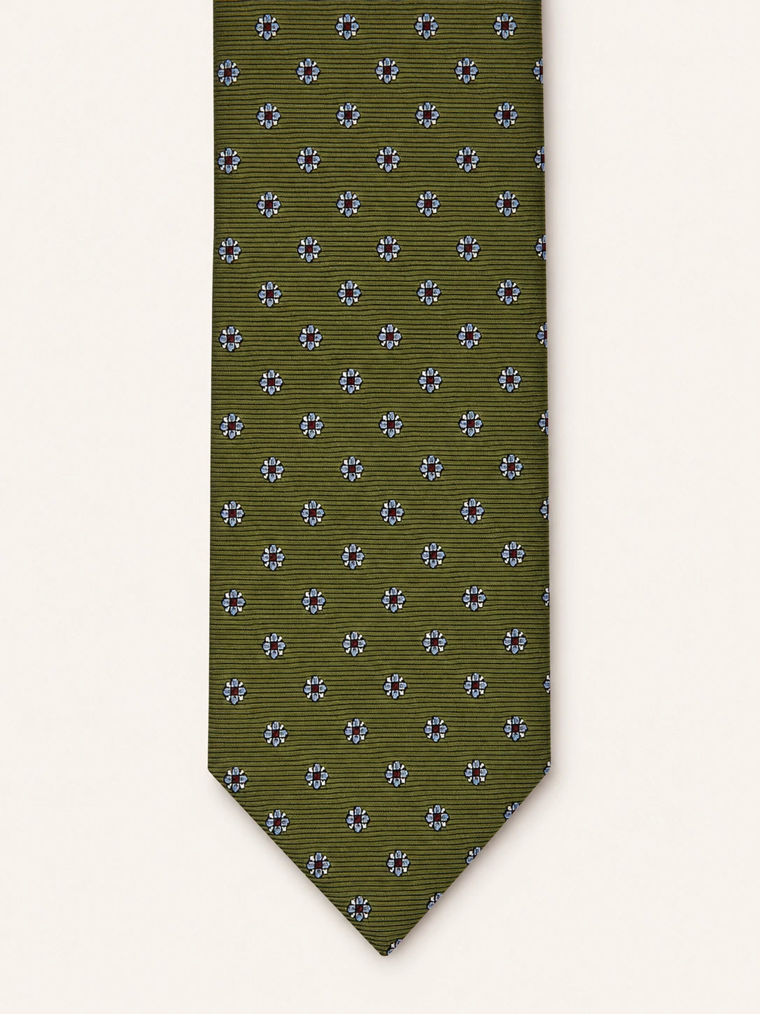 Olive Floral Foulard Silk Tie
