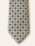 Stone & Navy Herringbone Floral Silk-Wool Tie