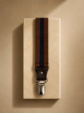 Italian Leather Braces — Tan & Navy Stripe