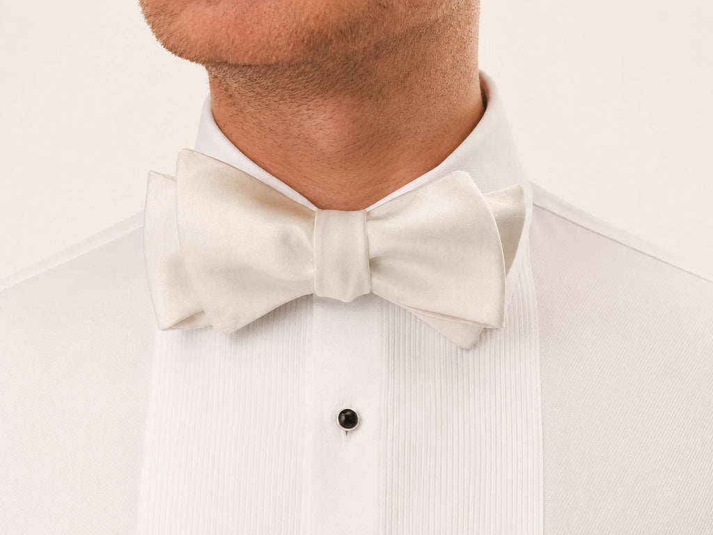 Italian Silk Self-Tie Bow Tie — White