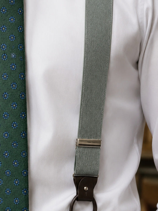 Sage Green Herringbone Silk Braces